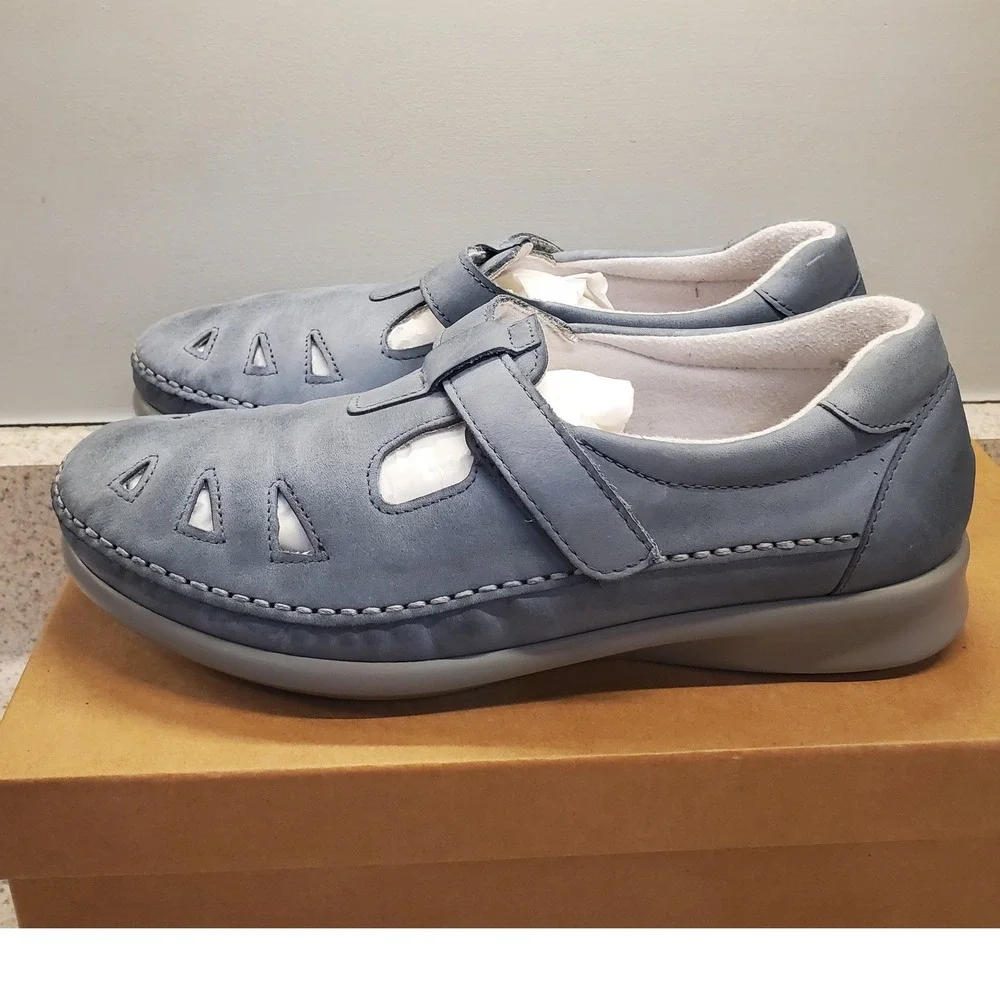 SAS Tripad‎ Comfort Blue Roamer Mary Jane T-Strap Shoes Womens 8.5 W Made in USA